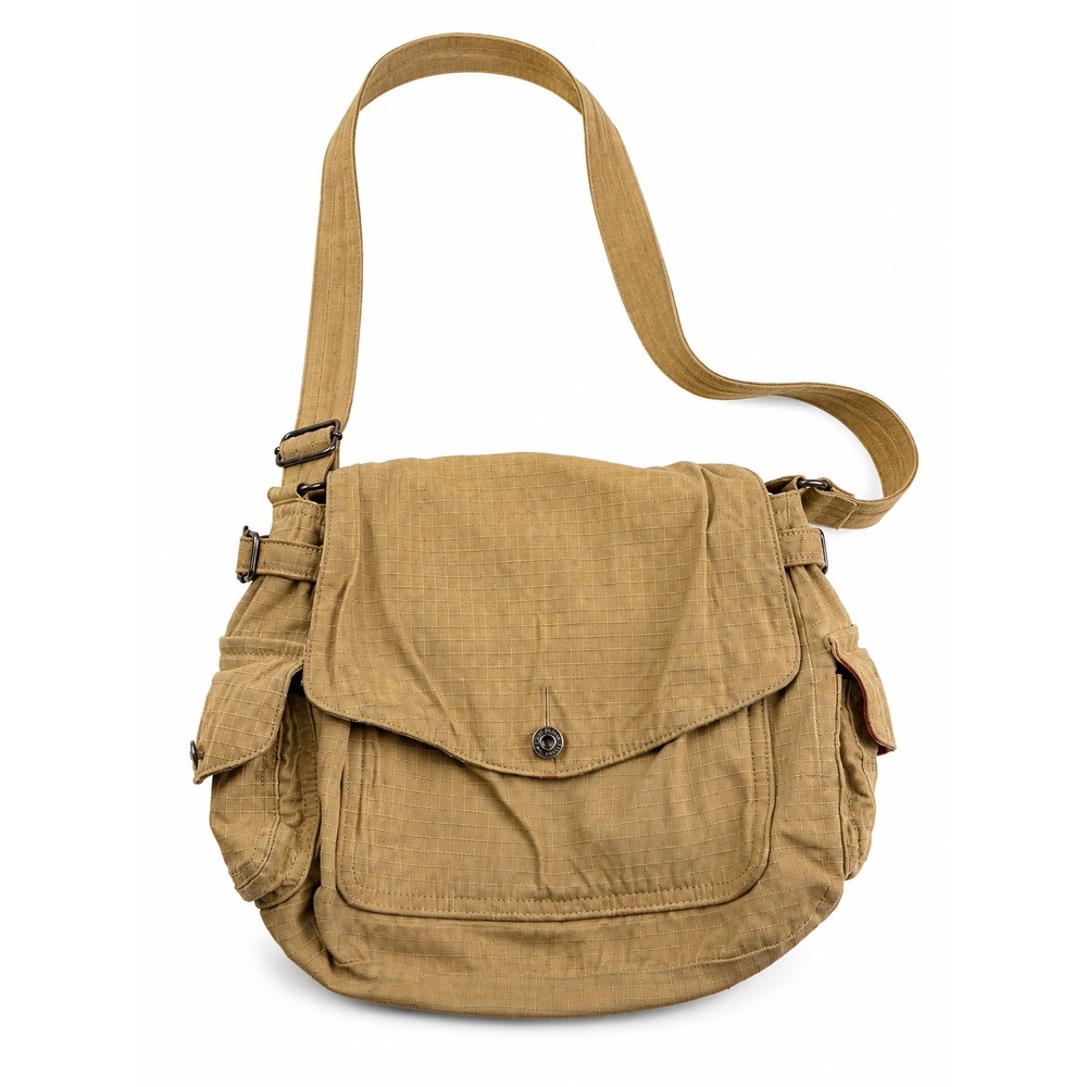 Fossil Vintage Y2K Tan Canvas Messenger Crossbody Bag